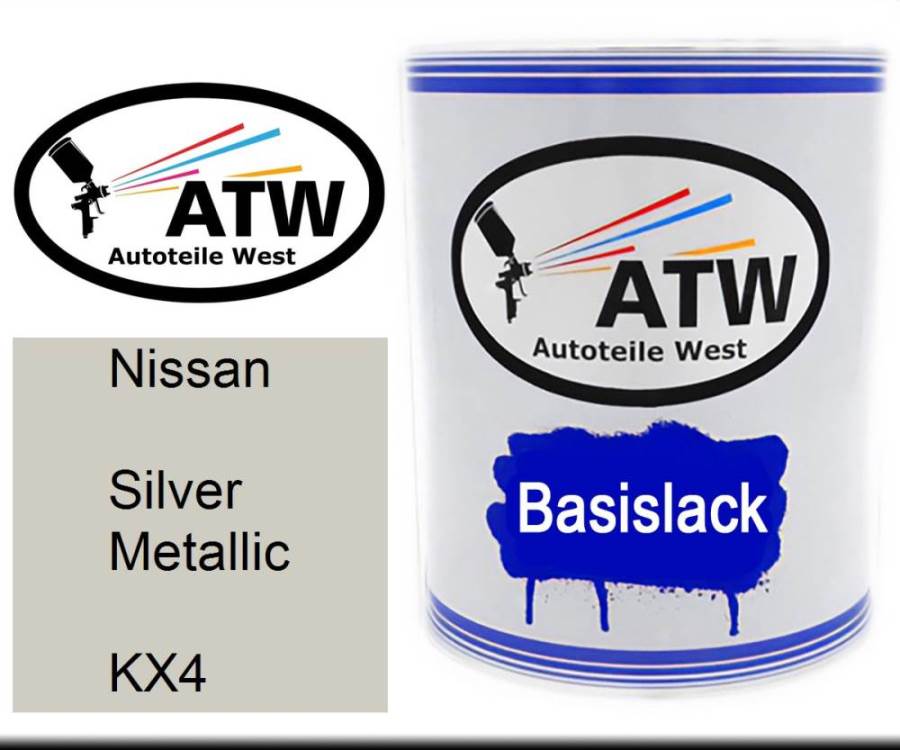 Nissan, Silver Metallic, KX4: 1L Lackdose, von ATW Autoteile West.